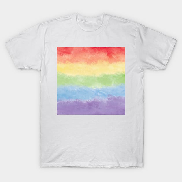 Rainbow Watercolor Painted Design T-Shirt by designsbyjuliee